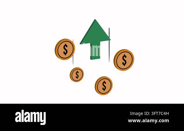 Green Arrow Rising with Floating Dollar Coins - Financial Growth and ...