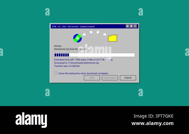 Gui Ystem A nostalgic 90s style digital animation showing a file download process ...