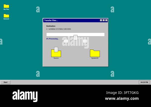 Gui Ystem An animated vintage computer operating system interface showing a file ...