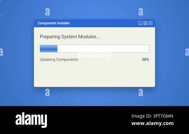 Gui Ystem An animated software installer dialog box featuring a dynamic progress ...
