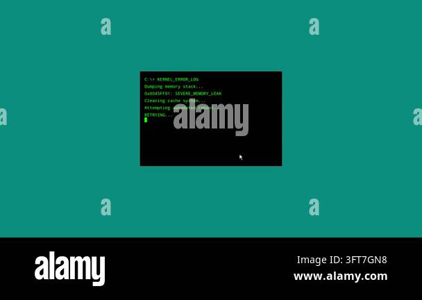 A seamless looping animation of a classic retro computer system error ...