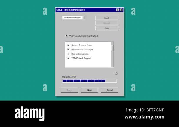 Gui Ystem A classic nineties style software installation interface running on a ...