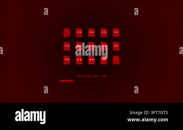 Digital interface animation showing an encrypting data process with a ...