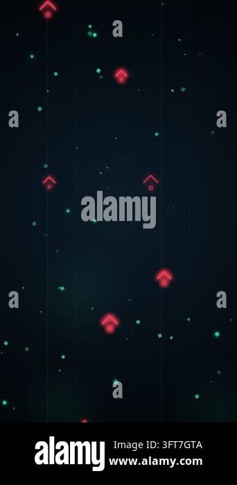 Abstract motion background featuring glowing red arrow icons and ...