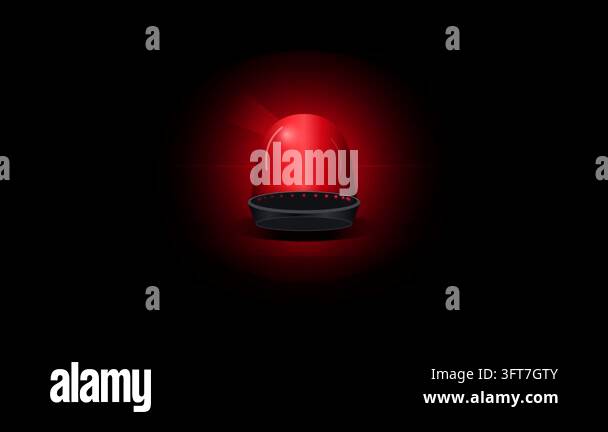 Emergency Red Warning Light Flashing Beacon Pulsing Glow Black ...