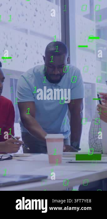 Vertical video: Lead pointing at papers in business, sparking binary ...
