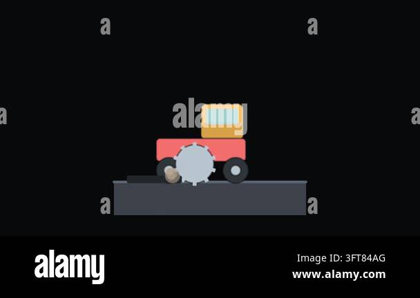 A vibratory plate compactor rolls and compacts loose gravel on site, a ...