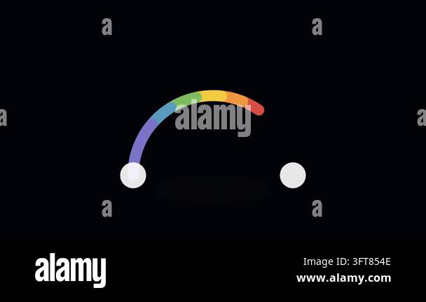 A purple rainbow arc grows between two white endpoints on black ...
