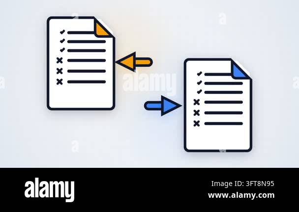 Animation of Two Document Checklist Icons for Comparison and Data ...