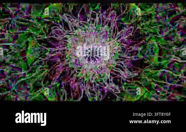 Greometric Form Abstract Geometric Forms Define a Symmetrical Neon Light Tunnel with ...