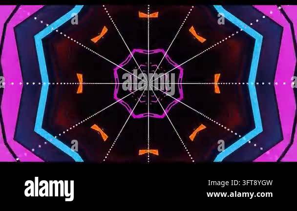 Greometric Form Geometric Forms Pulsate with Colorful Neon Light Within a Symmetrical ...