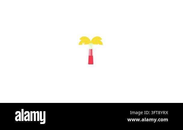 Flat Vector Tropical Palm Tree Icon Animated on White Background Stock ...