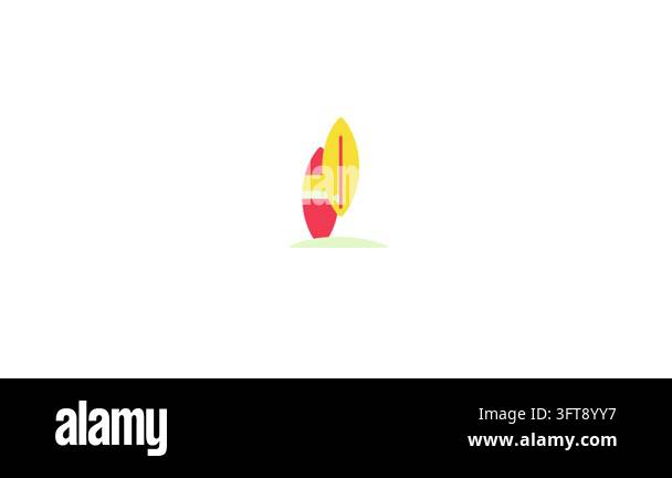 Flat Vector Surfboards Beach Icon Animated on White Background Stock ...