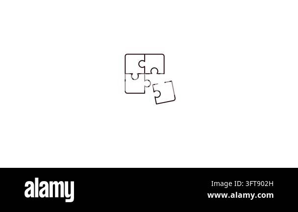 Jigsaw Puzzle Pieces Strategy Line Icon Animation Stock Video Footage ...