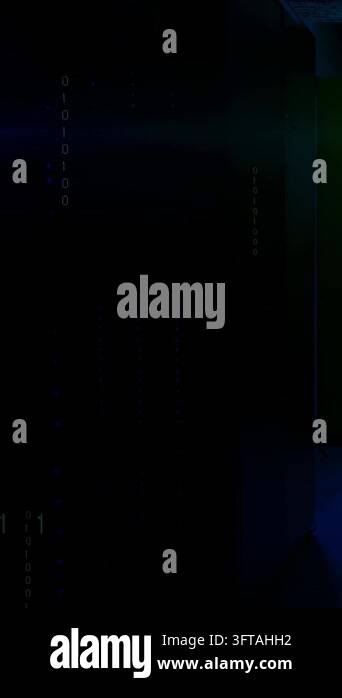 Vertical video: Binary column sliding, revealing more code as tech feed ...