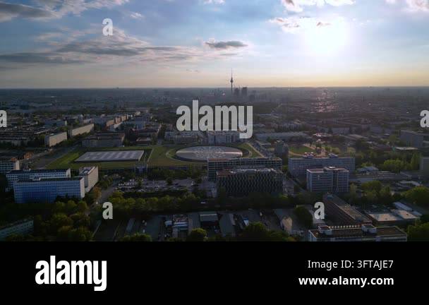 Aerial view of Berlin showing the multi purpose hall and the iconic TV ...