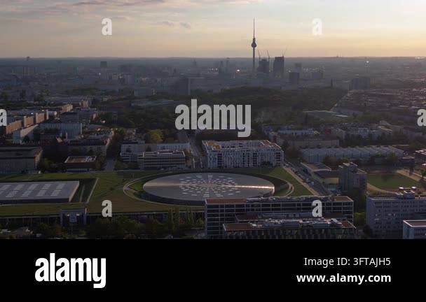 Aerial view of Berlin showing the multi purpose hall and the iconic TV ...
