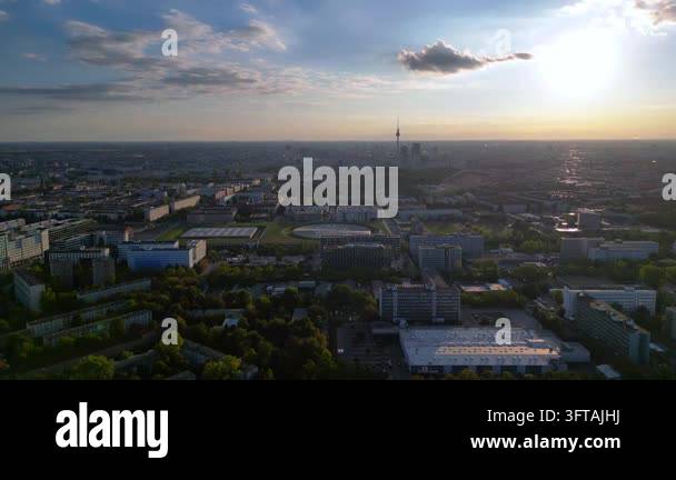 Aerial view of Berlin showing the Velodrom multi purpose hall and the ...