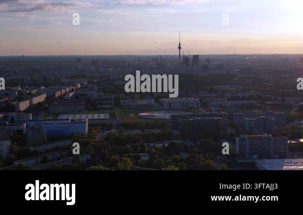 Aerial view of Berlin showing the Velodrom multi purpose hall and the ...