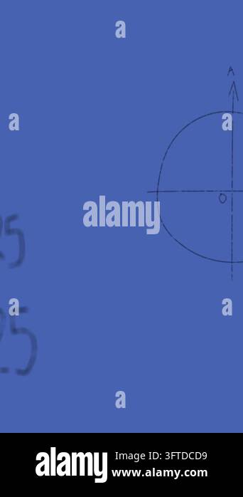 Animation of mathematical equations processing on blue background ...