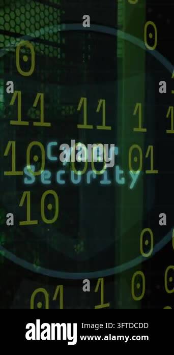 Animation of cyber security and shield with email in circle over binary ...