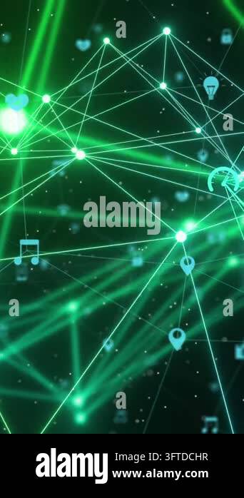 Animation of icons, globe with network of connections. Global networks ...