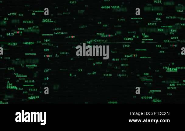Glowing pi irrational number with infinite digits, neon green data and ...