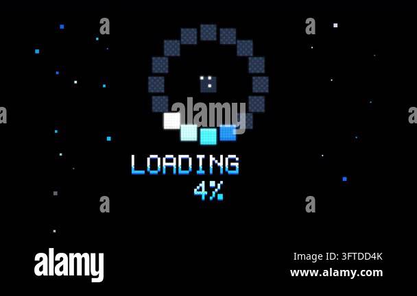 Animated 8 Bit Pixel Loading Spinner with Glowing Blue, Cyan and White ...