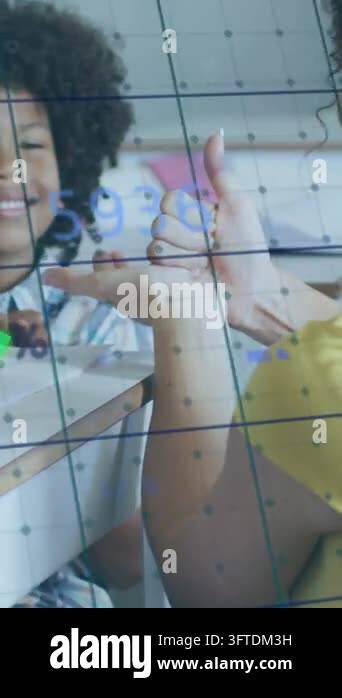 Vertical video: Mom holding thumb guiding child counting at desk ...