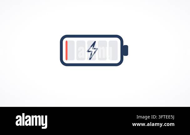 Flat battery icon charging: cells fill from red to yellow to green with ...