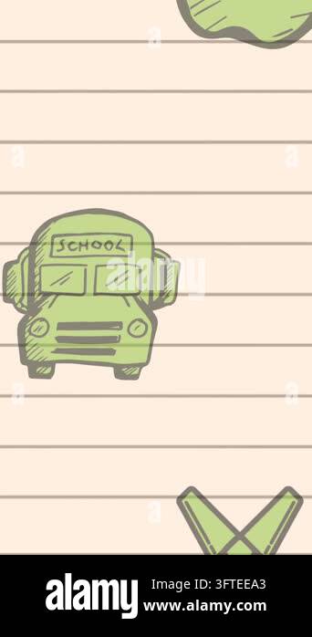 Animation of school items icons moving on white background. education ...