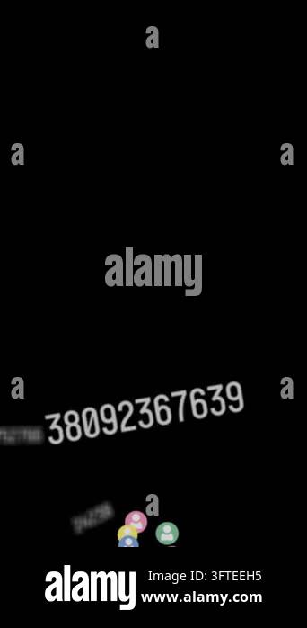 Animation of use icons floating over changing numbers on black ...
