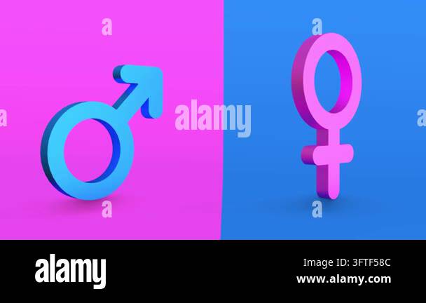 3d animated gender icons on pink and blue background Stock Video ...