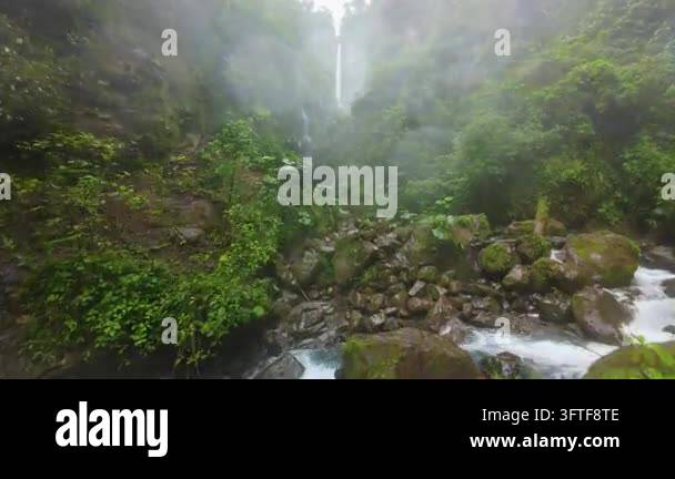 FPV drone flight through misty rainforest canyon in Costa Rica ...