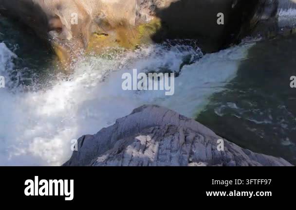 Waterfall stream flowing through rocks Stock Video Footage - Alamy