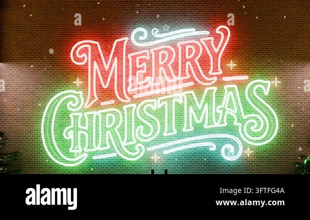 Lumenus Sign Sturdy steel brackets anchor the luminous Christmas neon sign to a ...