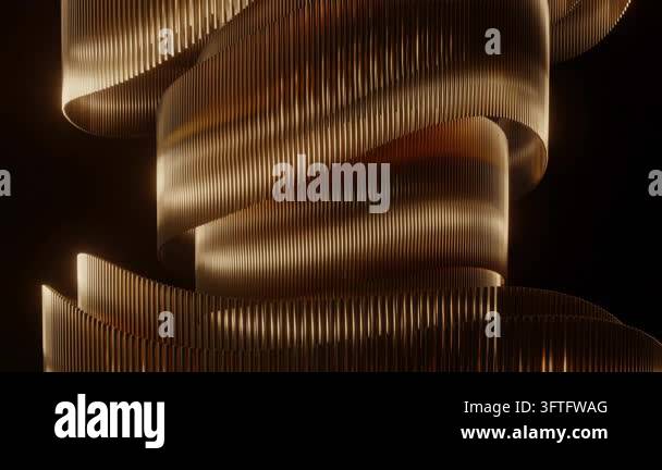 Luxurious gold abstract composition of metallic ribbons and vertical ...