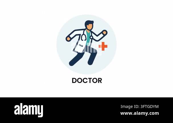 doctor vector icon illustration on white background Stock Video Footage ...