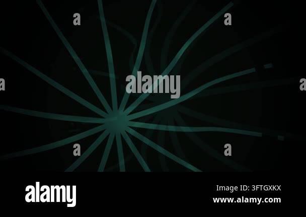 Abstract green radial lines expand and intersect dynamically across a ...
