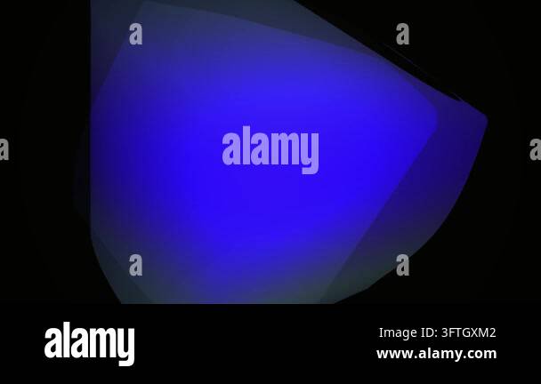 Abstract motion graphics depict rotating blue translucent geometric ...