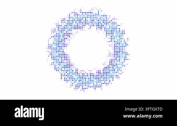 Flow Channel Pattern Black and blue halftone dots move and change size on a white background ...