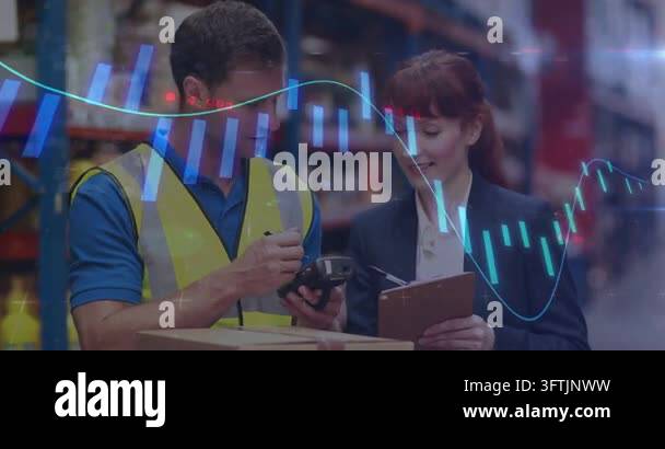 Tapping terminal, worker scanning while manager marking notes ...
