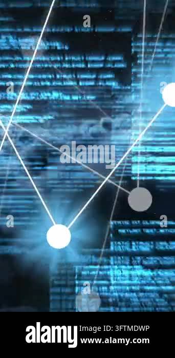 Animation of connections and data over clouds. Network, connections and ...