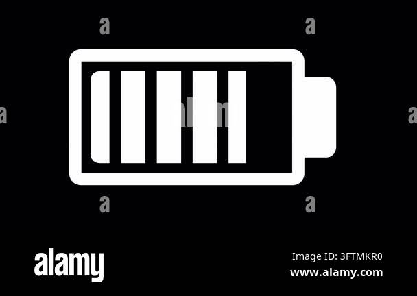 Simple White Battery Icon Draining Bars Animation with Alpha ...