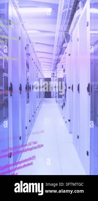 Animation of data processing over computer servers. Global business ...