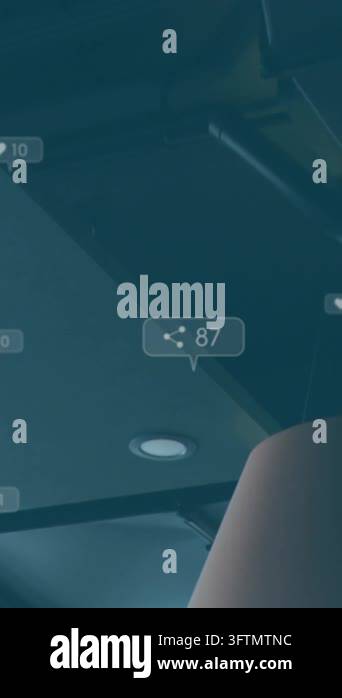Animation of changing numbers and icon in notification bars over low ...