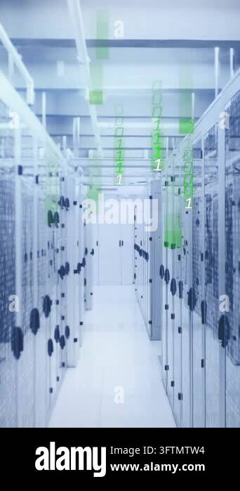 Data being processed through a network of computer servers. Global ...