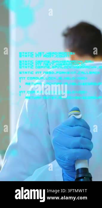 Vertical video: Lab woman gripping pipette starting pipetting assay ...