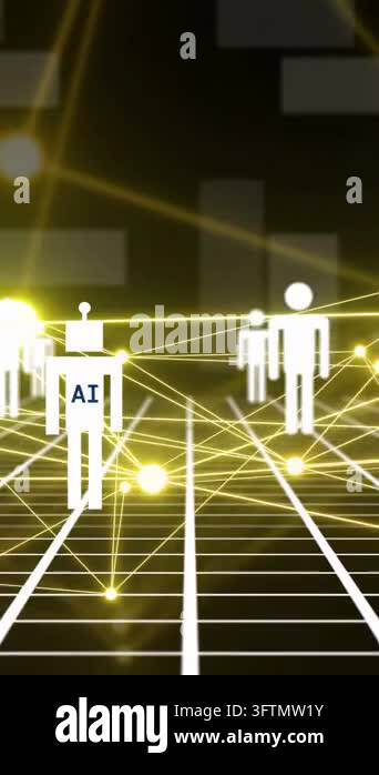 Vertical video: Camera moving revealing nodes, linking AI and user ...