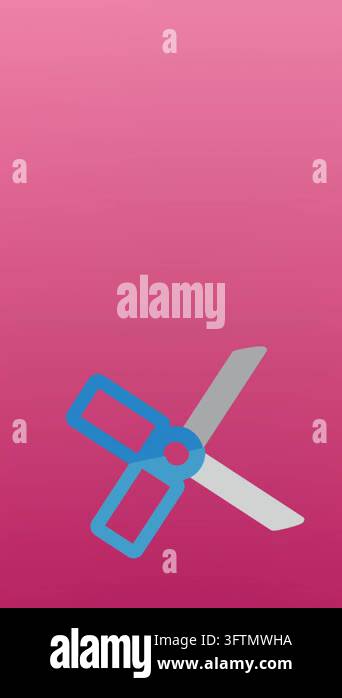 Animation of multiple books and scissors icons against copy space on ...